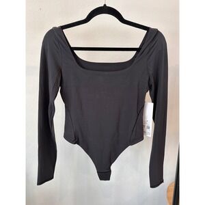 Lululemon Wundermost Ultra Soft Nulu Square-Neck LS Bodysuit Black S NWT